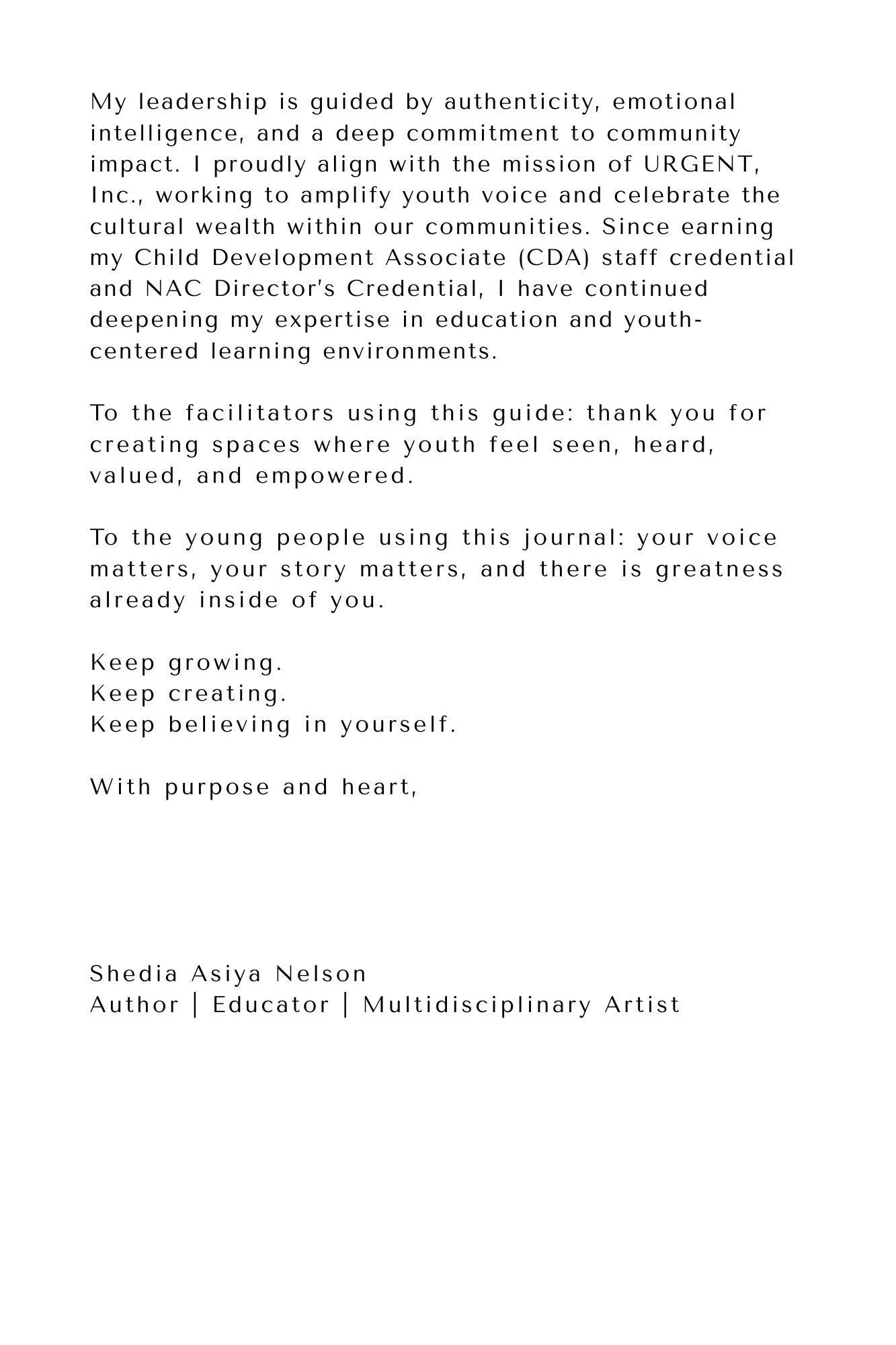 I Love Me: My Story My Power, a facilitator guide