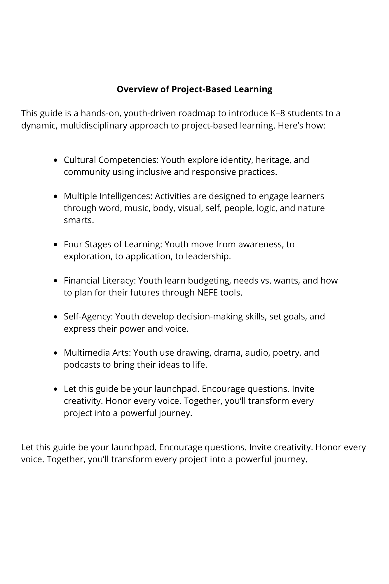 My Voice My Power My Future, facilitator guide